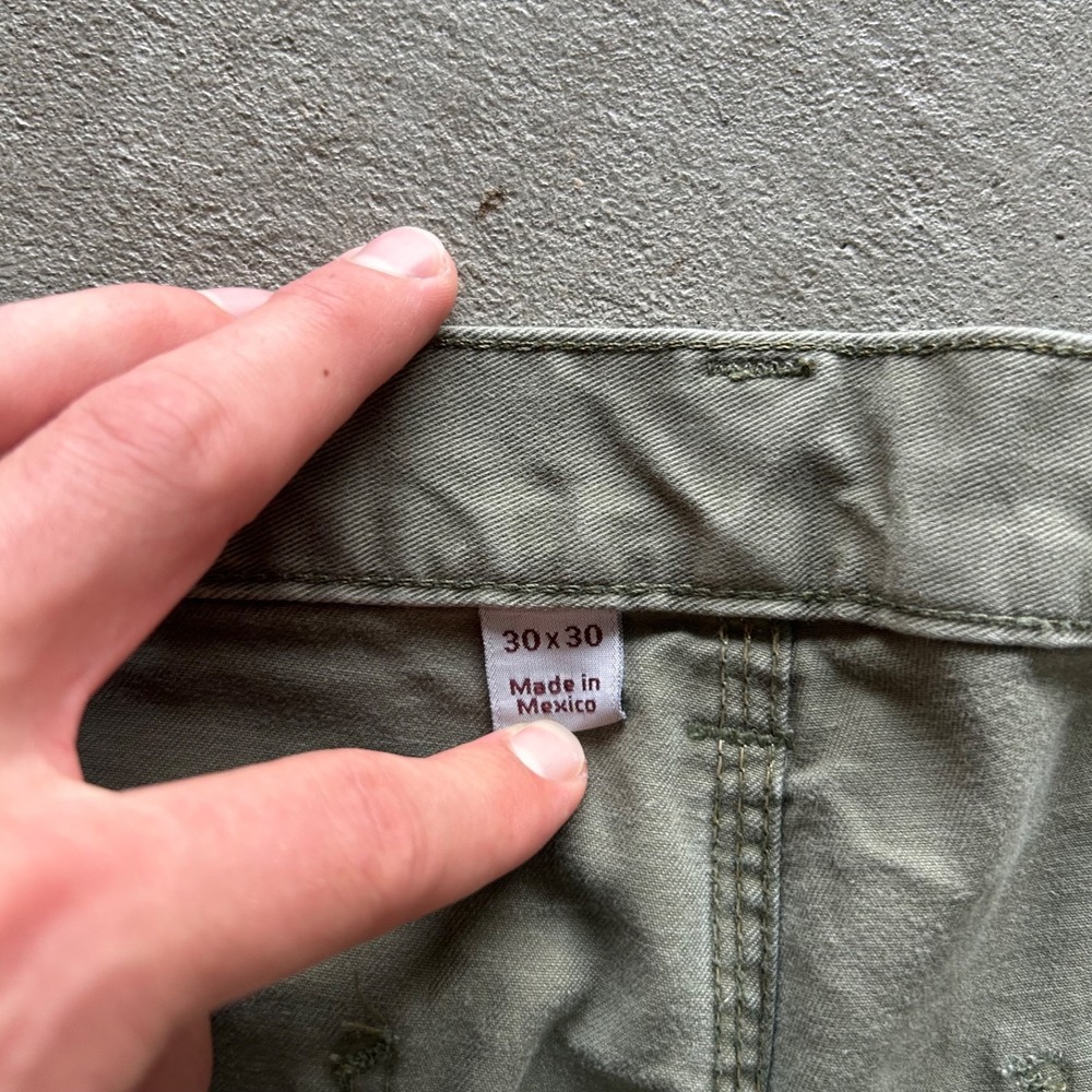 Vintage Carhartt Carpenter Pants Size 30x30 Olive Green Relaxed Fit Thrashed - Picture 2 of 8